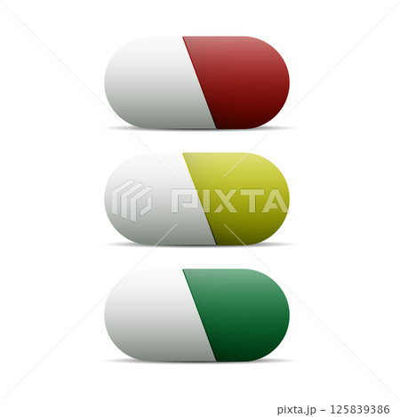 Soft oval colored pill set vector illustration Soft oval colored pill set vector illustration 125839386