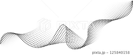 Futuristic abstract shapes halftones, smooth wavy dotted lines, gradient curved stripes. Vector abstract digital wave particles. Modern background for equalizer, audio recording. 125840158