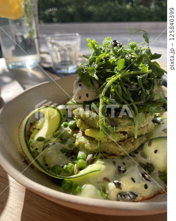 Deliciously Fresh Green Stack with a Variety of Colorful Vegetables for Your Enjoyment 125840399