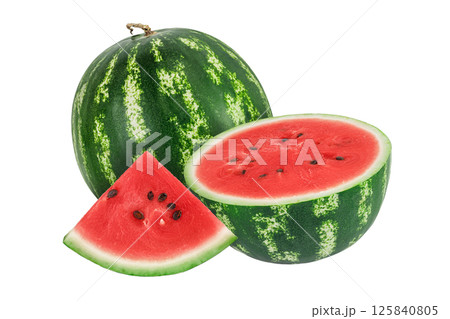half of watermelon isolated on white background with full depth of field half of watermelon isolated on white background with full depth of field 125840805