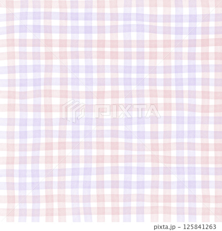 Pink Purple Plaid Gingham Check Hand Drawn Background Pattern Overlay 125841263