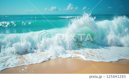 Waves crashing on the beach. Waves crashing on the beach. 125841283