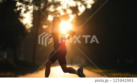 Portrait of a middle-aged man during a morning jog 125842001