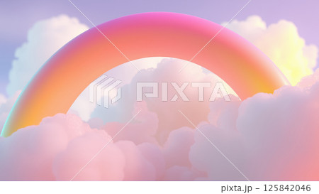 Bright rainbow and pink clouds 125842046