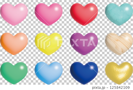 各種顏色的三維心臟圖標 125842109