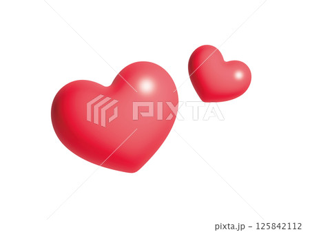 立体的な赤色のハートのアイコン 125842112