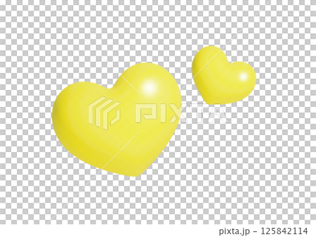 黄色の3Dのハート 125842114