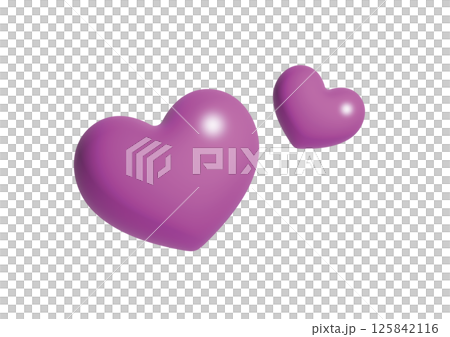 むらさき色の3Dのハート 125842116