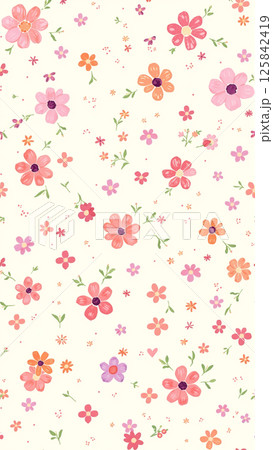 Cute summer flowers on isolated background 125842419