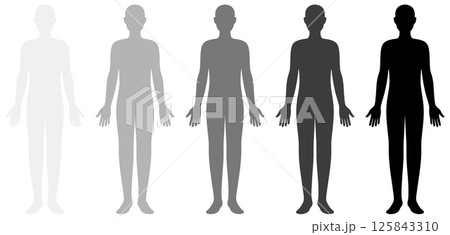 人のカラダのシルエット モノクロセット 125843310