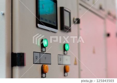 control panel of electric distribution equipment 125843503