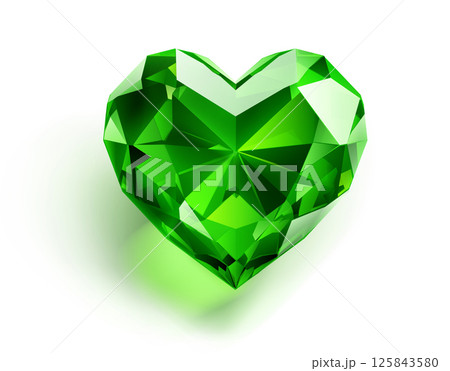Heart-shaped green gemstone. 125843580