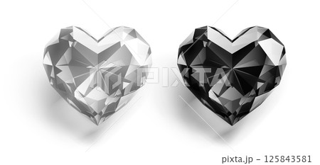 Two heart-shaped diamonds, gray and black. Two heart-shaped diamonds, gray and black. 125843581