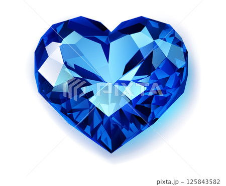 Blue heart-shaped gemstone. 125843582