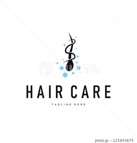 hair care logo with simple concept hair layers design symbol template icon hair health 125843675