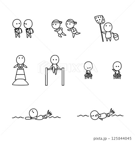 小学生のミニキャラのセット 125844045