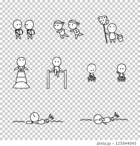 小学生のミニキャラのセット 125844045