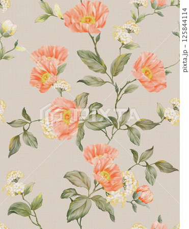 Artistic Handmade Floral and Scroll Motif Illustrations Artistic Handmade Floral and Scroll Motif Illustrations 125844114