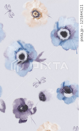 Artistic Handmade Floral and Scroll Motif Illustrations 125844121