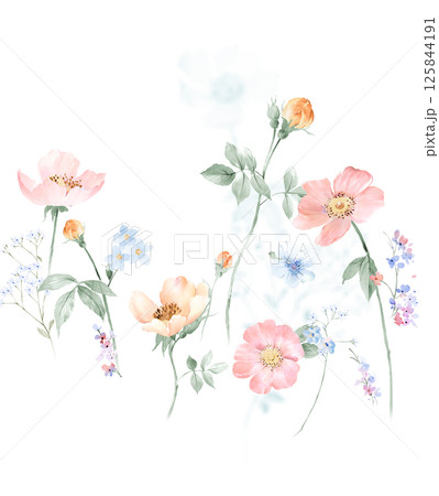 Creative Hand Drawn Curly Flower Pattern Artworks 125844191