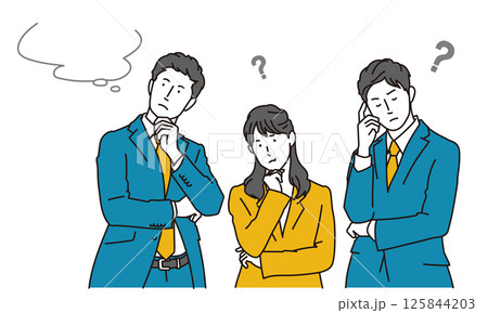 考え込む男女のビジネスパーソンのイラスト素材 125844203