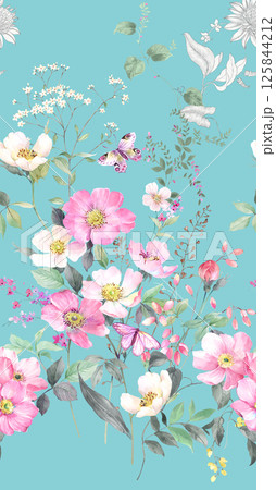 Elegant Hand Painted Scroll and Floral Design Sketches Elegant Hand Painted Scroll and Floral Design Sketches 125844212
