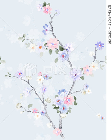 Elegant Hand Painted Scroll and Floral Design Sketches Elegant Hand Painted Scroll and Floral Design Sketches 125844228