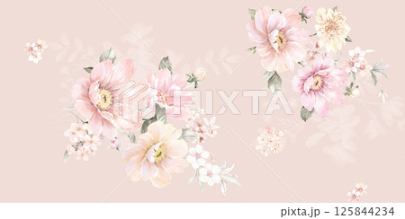 Elegant Hand Painted Scroll and Floral Design Sketches 125844234