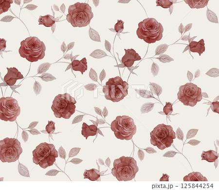 Elegant Hand Painted Scroll and Floral Design Sketches 125844254