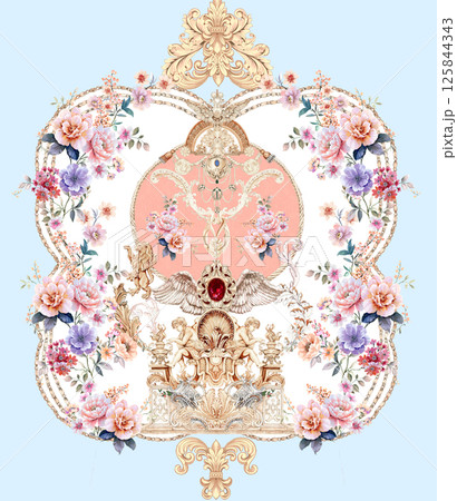 Exquisite Hand Crafted Curly Floral Pattern Compositions Exquisite Hand Crafted Curly Floral Pattern Compositions 125844343