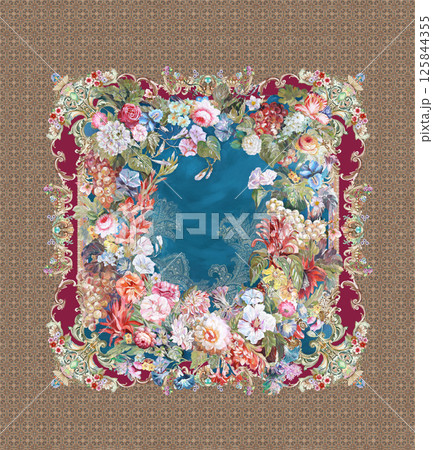 Exquisite Hand Crafted Curly Floral Pattern Compositions 125844355