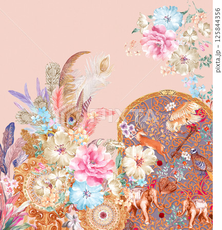 Exquisite Hand Crafted Curly Floral Pattern Compositions 125844356