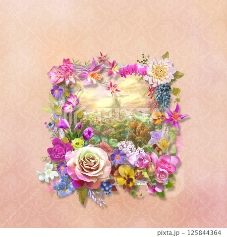 Exquisite Hand Crafted Curly Floral Pattern Compositions 125844364
