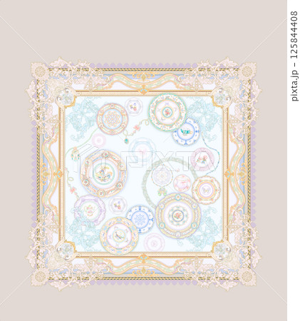 Beautiful Handmade Flower and Scroll Motif Drawings 125844408