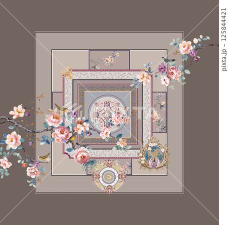 Beautiful Handmade Flower and Scroll Motif Drawings Beautiful Handmade Flower and Scroll Motif Drawings 125844421