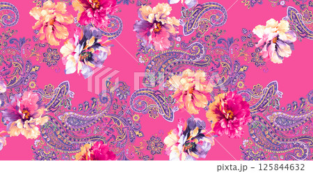 Stunning Hand Painted Floral Scroll Motif Art Pieces 125844632