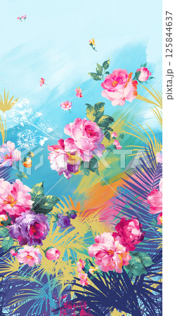 Stunning Hand Painted Floral Scroll Motif Art Pieces Stunning Hand Painted Floral Scroll Motif Art Pieces 125844637