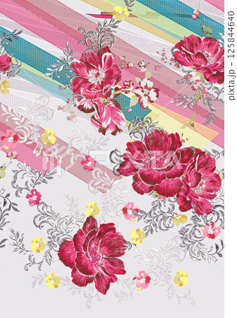 Stunning Hand Painted Floral Scroll Motif Art Pieces 125844640