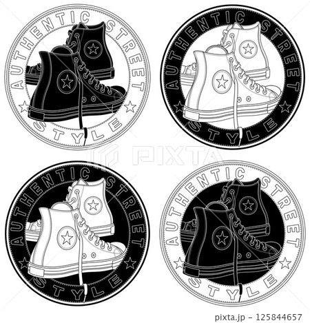 Circular logo with sport shoe for skaters 125844657