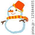 手描き感のあるシンプルでかわいい雪だるまのイラスト 125844835