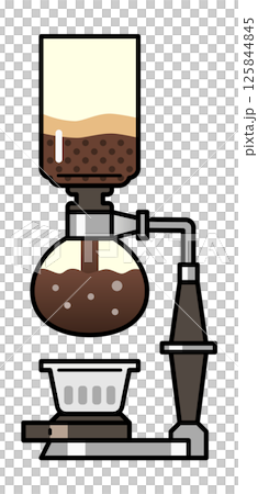 コーヒーを抽出し終えたサイフォンコーヒーのシンプルなイラスト コーヒーを抽出し終えたサイフォンコーヒーのシンプルなイラスト 125844845