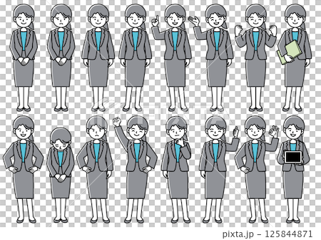 Vector illustration set of working women in suits 125844871