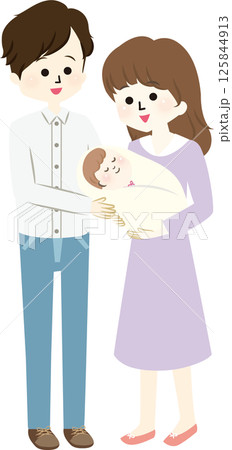 赤ちゃんを抱っこする幸せな夫婦 125844913