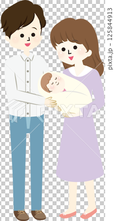赤ちゃんを抱っこする幸せな夫婦 125844913
