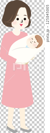 赤ちゃんを抱っこして幸せそうなママのイラスト 赤ちゃんを抱っこして幸せそうなママのイラスト 125845005