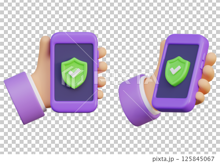 Hand holding a firewall phone 3D graphic Hand holding a firewall phone 3D graphic 125845067