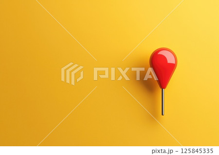Red Navigation Pin on Yellow Background 125845335