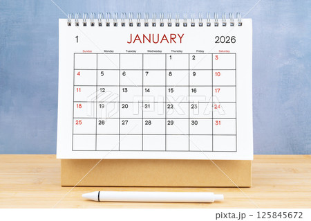 January 2026, Monthly desk calendar for 2026 year. 125845672