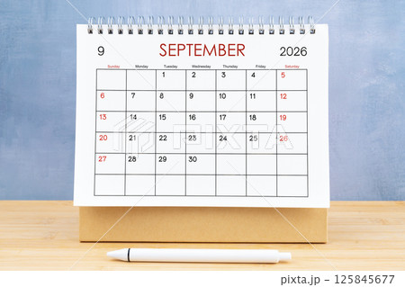 September 2026, Monthly desk calendar for 2026 year. 125845677