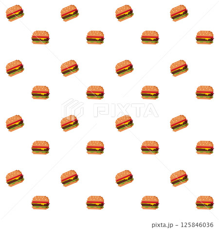 Seamless pattern of pixel art burgers on white background Seamless pattern of pixel art burgers on white background 125846036
